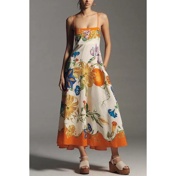 ALEMAIS Dresses & Skirts - ALÉMAIS Flores Square-Neck Linen
Midi Sundress Size 10